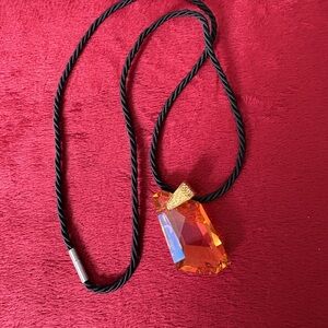 Swarovski Style Large Orange Crystal Pendant Necklace – Statement Jewelry